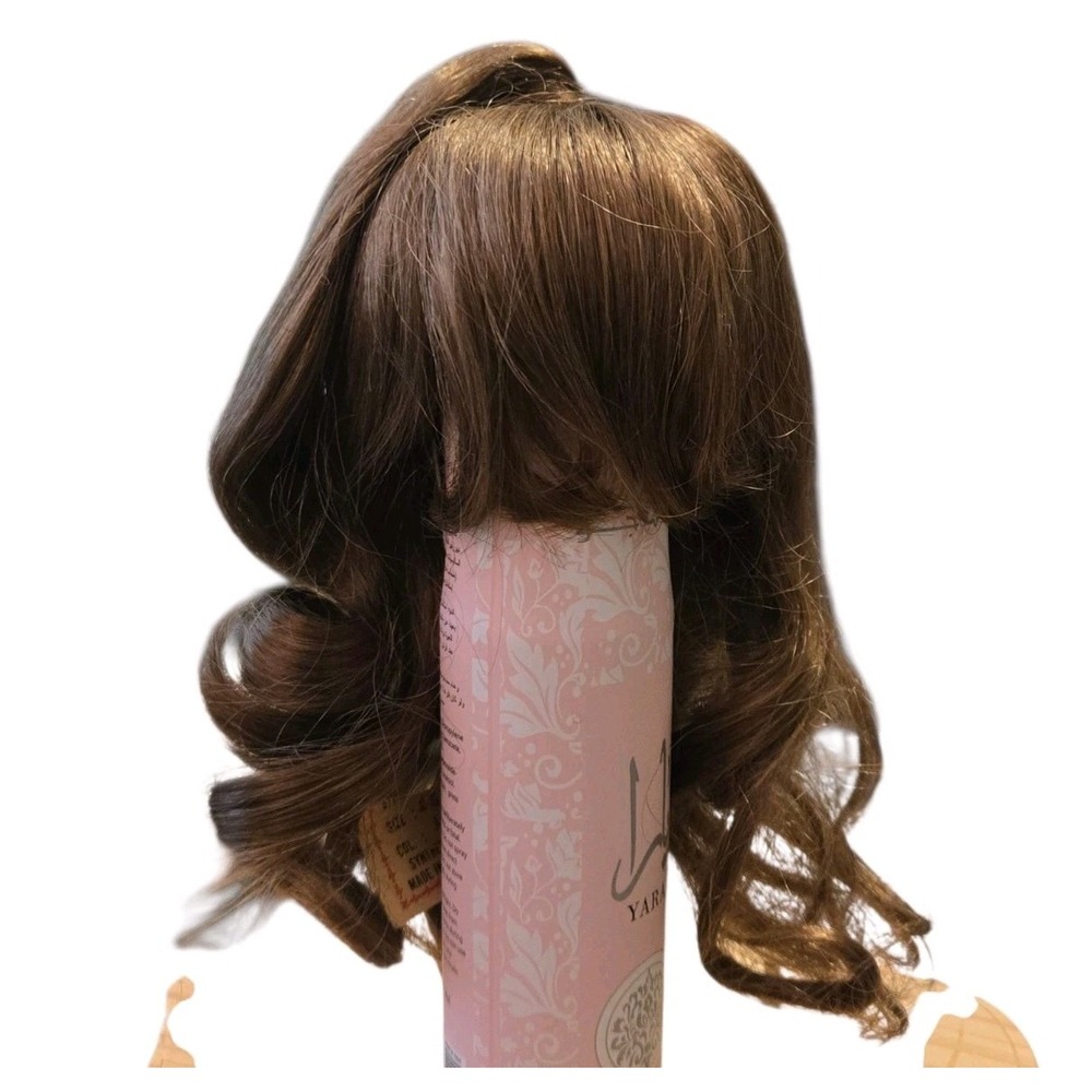 Vintage Light Brown Doll Hair Wig Cap 9in Side Ponytail Straight Curled